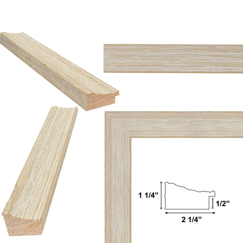 Wide Rustic Wood Grain White Wash Picture Frame 