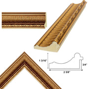 8.5x11 Frame Wide Victorian Gold Baroque Picture Frame