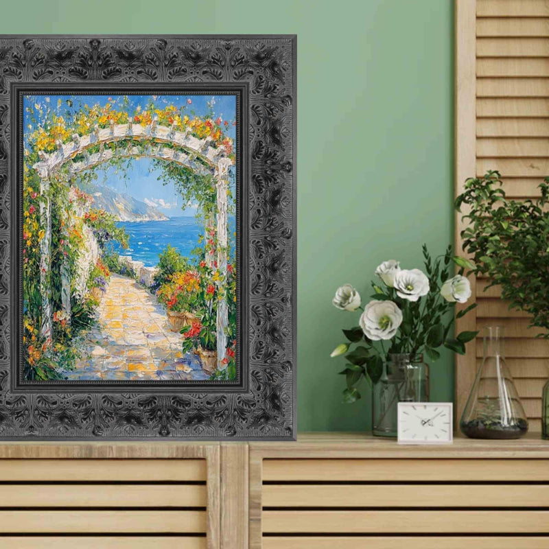 12x14 Frame Wide Vintage Antique Black Floral Picture Frame
