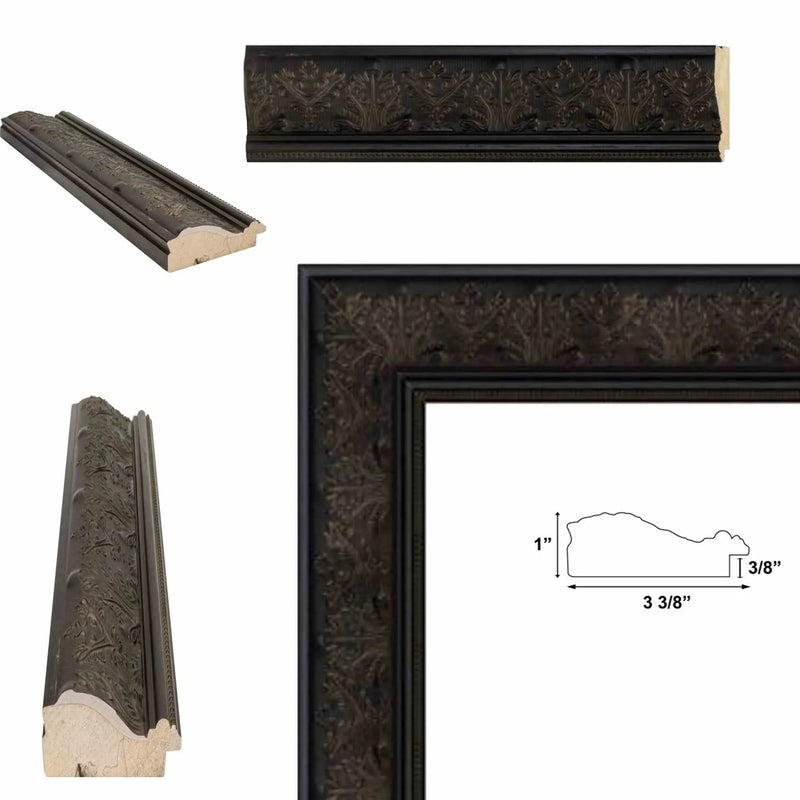 12x15 Frame Wide Vintage Antique Black Floral Picture Frame