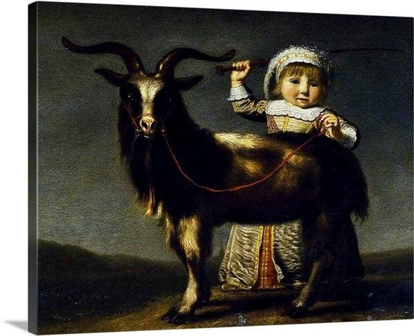 A Child with a Goat by Jacob Gerritsz Cuyp Canvas 16x20