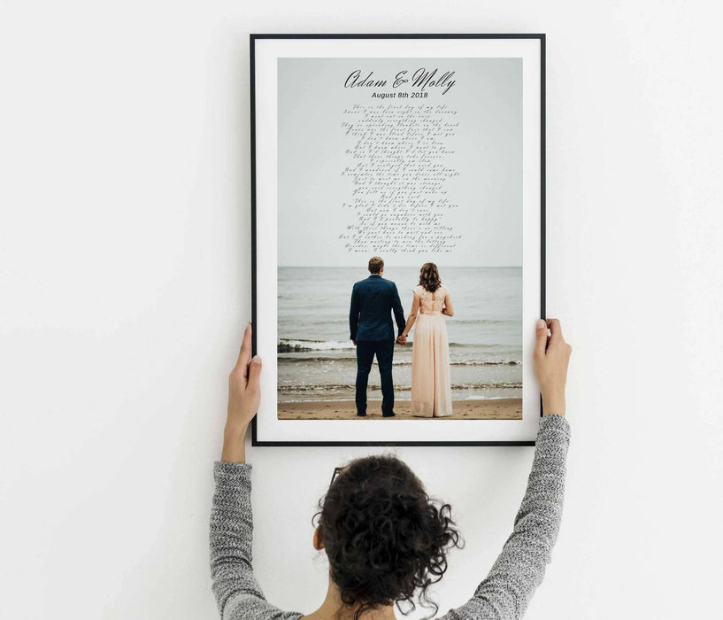 Anniversary gift Custom made wedding first dance song lyric or vows - Modern Memory Design Picture frames - New Jersey Frame shop custom framing