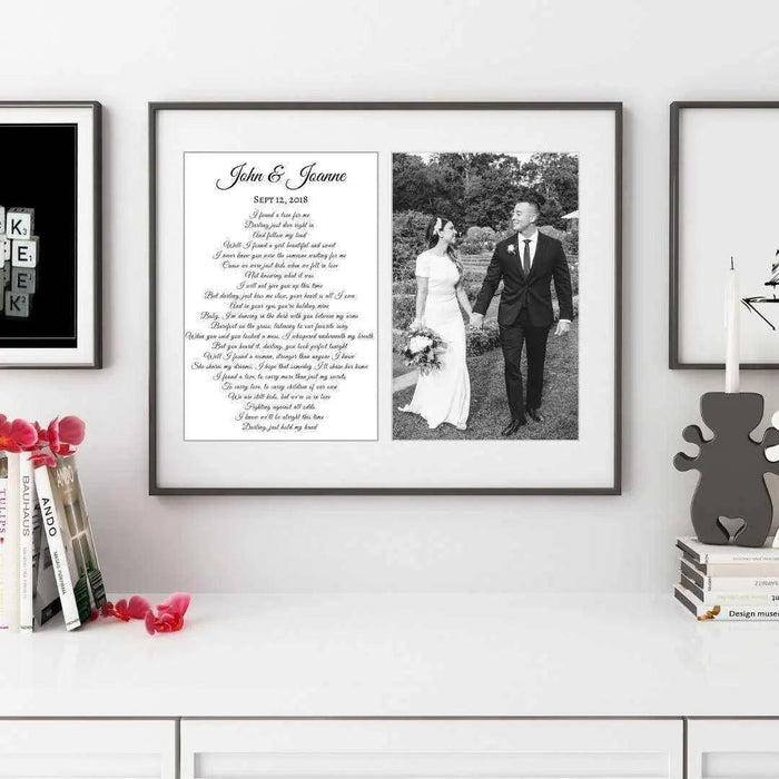 Anniversary gift personalized framed photograph first dance song lyric - Modern Memory Design Picture frames - New Jersey Frame shop custom framing