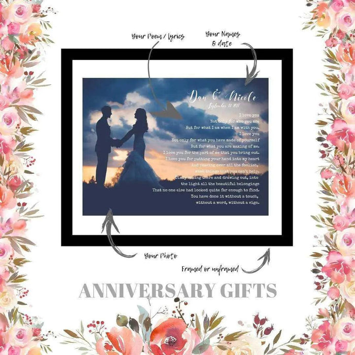 Anniversary gift personalized framed photograph first dance song lyric - Modern Memory Design Picture frames - New Jersey Frame shop custom framing
