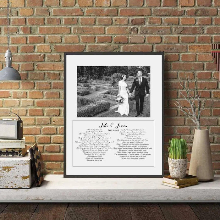 Anniversary gifts for her personalized first dance song lyrics wedding photograph artwork - Modern Memory Design Picture frames - New Jersey Frame shop custom framing