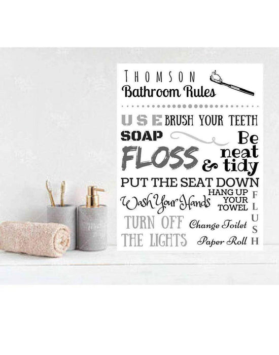 Bathroom  Custom Bathroom Rules Framed