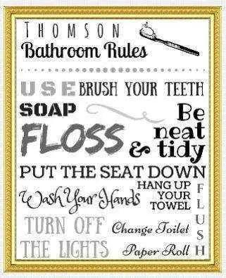 Bathroom  Custom Bathroom Rules Framed