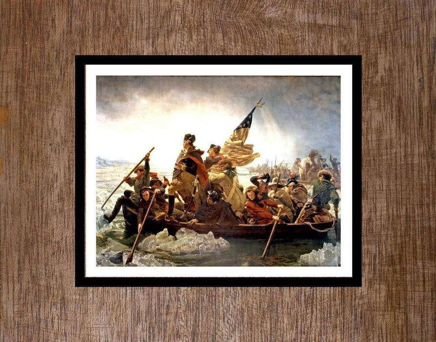 George Washington crossing the Delaware river  14x18 framed art
