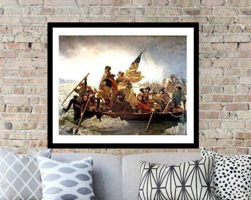 George Washington crossing the Delaware river  14x18 framed art