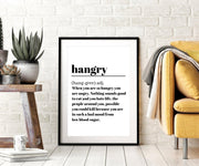 Artwork Hangry Typography kitchen wall art decor framed - Modern Memory Design Picture frames - New Jersey Frame shop custom framing