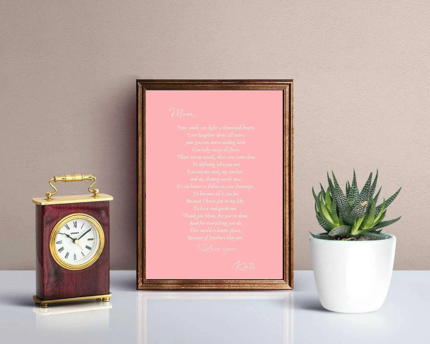 Mom and Daughter custom personalized word art framed