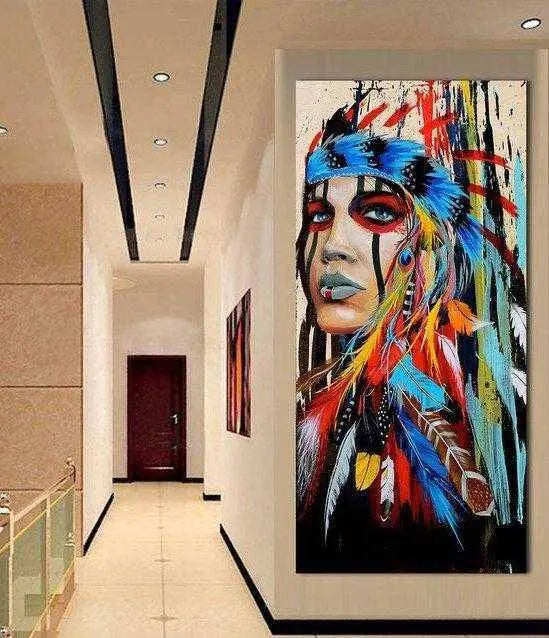 Native American Framed art print decor feminist art 20x30 inch