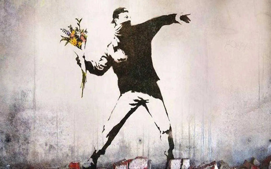 Rage Flower Thrower Banksy Graffiti framed art or canvas decor