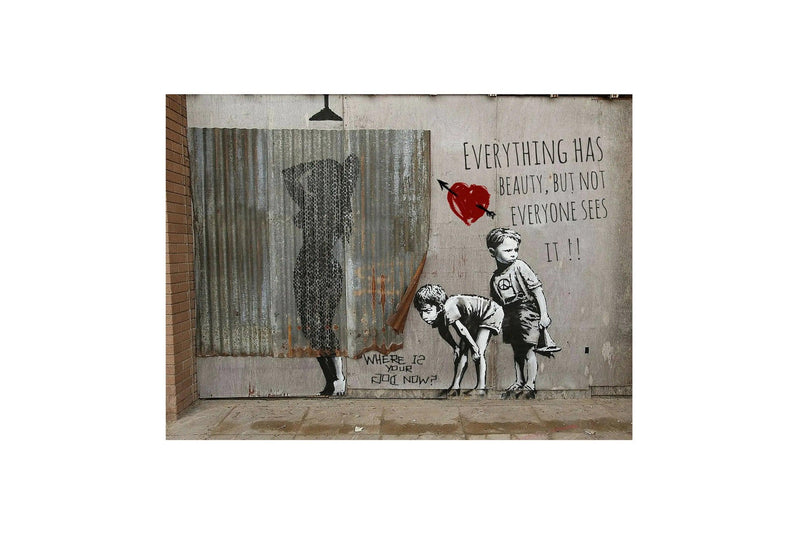 Banksy Bathroom Funny art print of pop art kids artwork - Modern Memory Design Picture frames - New Jersey Frame shop custom framing