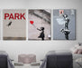 Banksy Graffiti Street Art Framed Canvas Set of 3 - Modern Memory Design Picture frames - New Jersey Frame shop custom framing