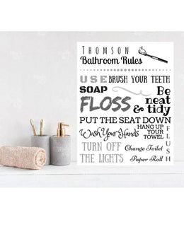 Bathroom Rules art print canvas - Modern Memory Design Picture frames - New Jersey Frame shop custom framing
