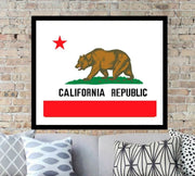 California bear flag wall art print picture frame
