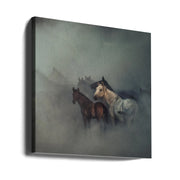The lost horses Square Canvas Art  Hüseyin Taşkın 