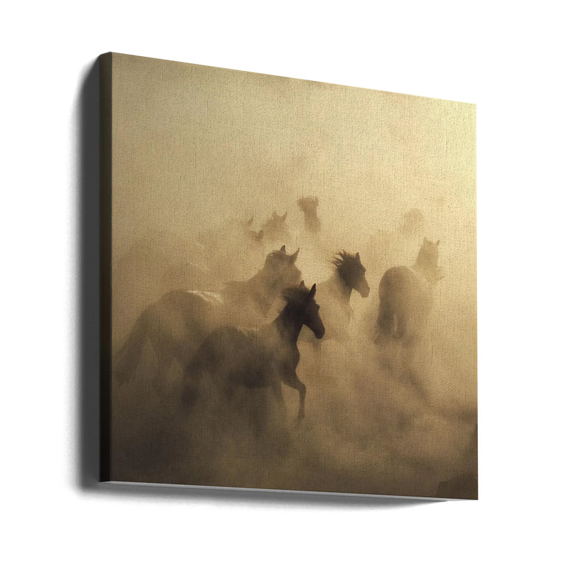 migration of horses Square Canvas Art  Hüseyin Taşkın 