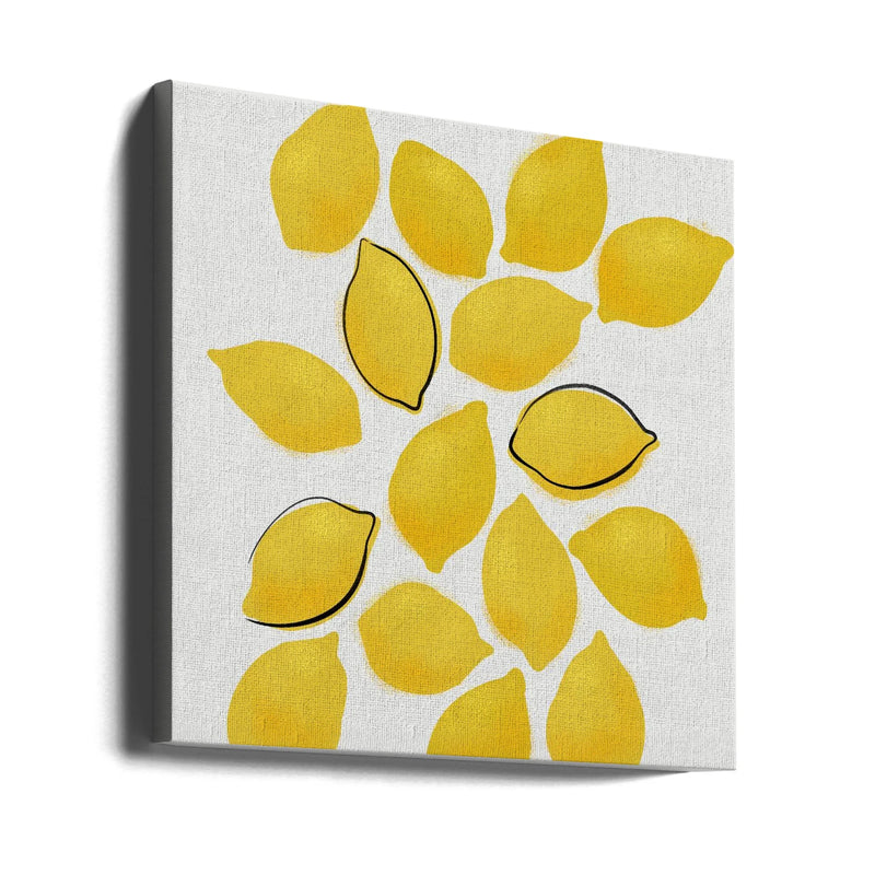 Lemons by Rosana Laiz Blursbyai Square Canvas Print Art for Modern Home Decor. Decorate your office or living room with canvas artwork