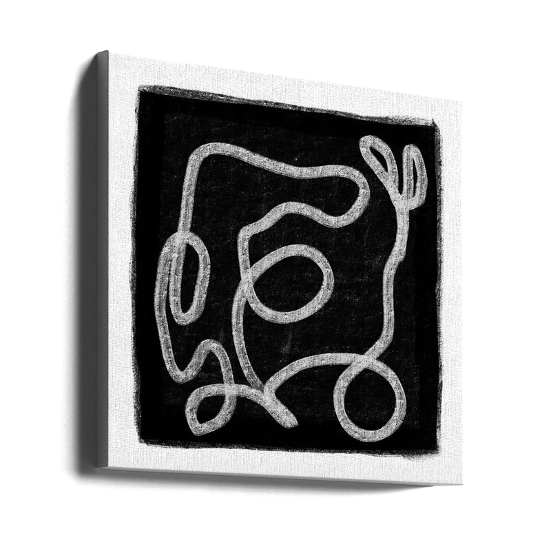 Black Scribble Lines 1 by Sharyn Bursic Square Canvas Print Art for Modern Home Decor. Decorate your office or living room with canvas artwork