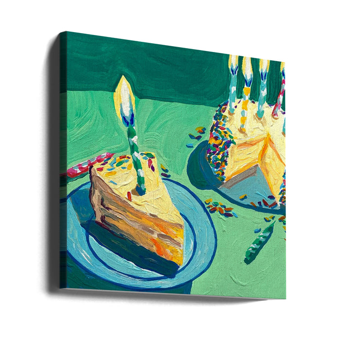Birthday Cake Square Canvas Art Print