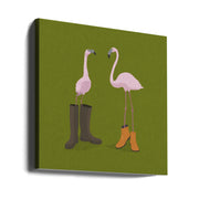 Fashion Flamingos Square Canvas Art  Florent Bodart 