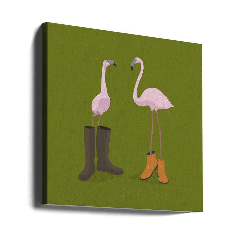 Fashion Flamingos Square Canvas Art  Florent Bodart 