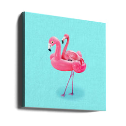 Flamingo on Resort Square Canvas Art  Artem Pozdniakov 