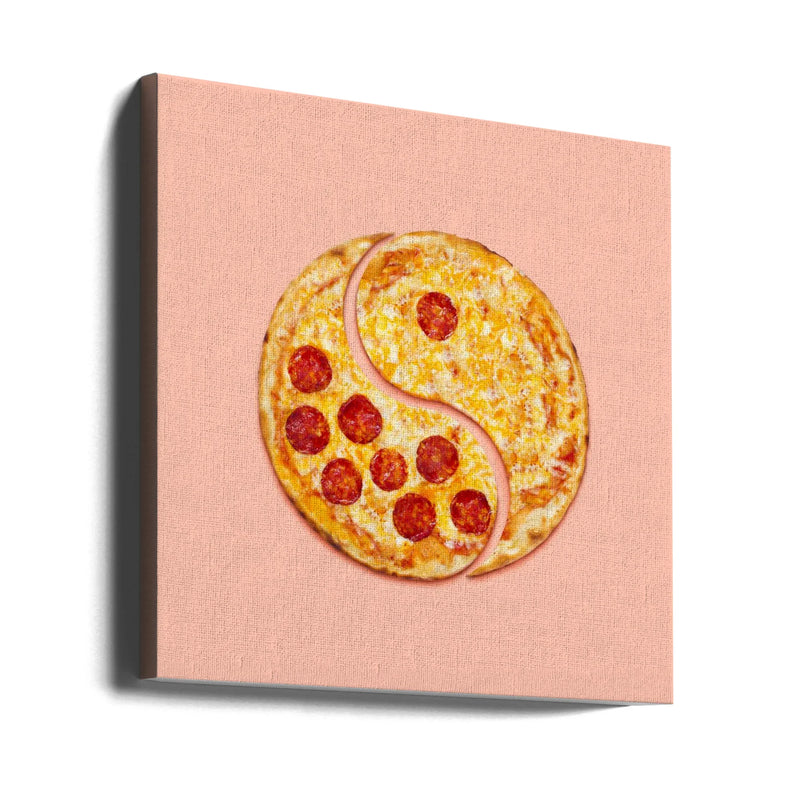 Pizza Balance by Artem Pozdniakov Square Canvas Print Art for Modern Home Decor. Decorate your office or living room with canvas artwork