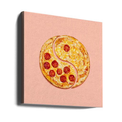 Pizza Balance by Artem Pozdniakov Square Canvas Print Art for Modern Home Decor. Decorate your office or living room with canvas artwork