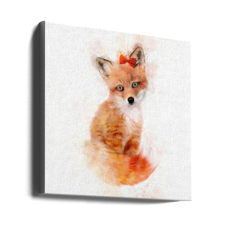 Baby Fox Square Canvas Art  Emel Tunaboylu 