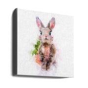 Baby Rabbit Square Canvas Art  Emel Tunaboylu 