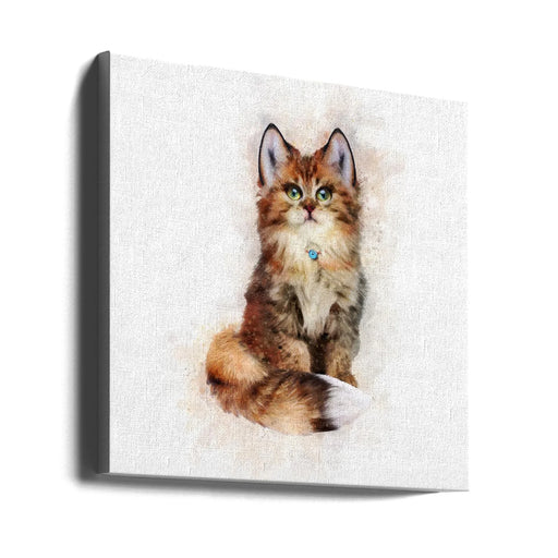 Baby Cat Square Canvas Art  Emel Tunaboylu 