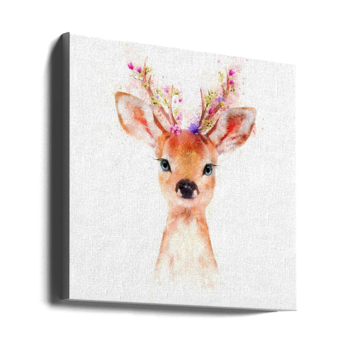 Baby Deer by Emel Tunaboylu Square Canvas Print Art for Modern Home Decor. Decorate your office or living room with canvas artwork