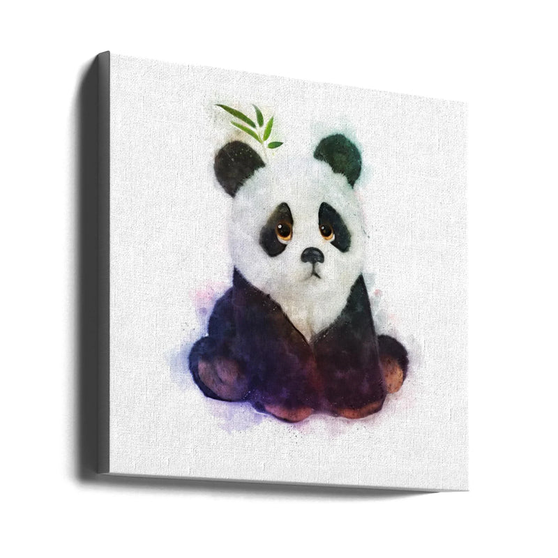Baby Panda by Emel Tunaboylu Square Canvas Print Art for Modern Home Decor. Decorate your office or living room with canvas artwork