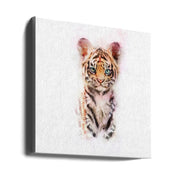 Baby Tiger by Emel Tunaboylu Square Canvas Print Art for Modern Home Decor. Decorate your office or living room with canvas artwork