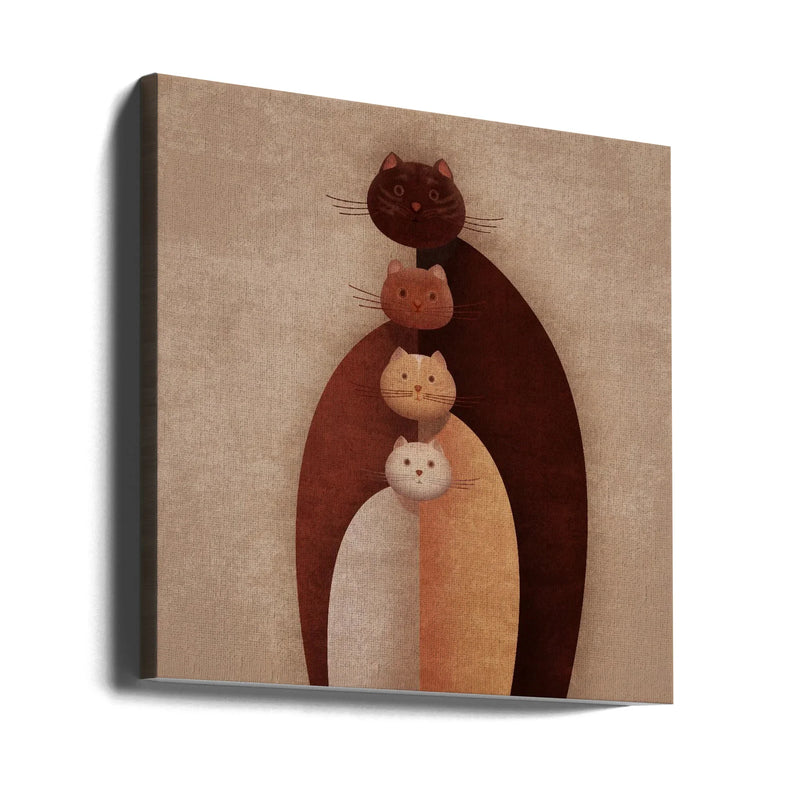 Cat Gang Square Canvas Art  Emel Tunaboylu 