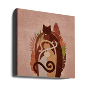 Cat Gang Boho by Emel Tunaboylu Square Canvas Print Art for Modern Home Decor. Decorate your office or living room with canvas artwork