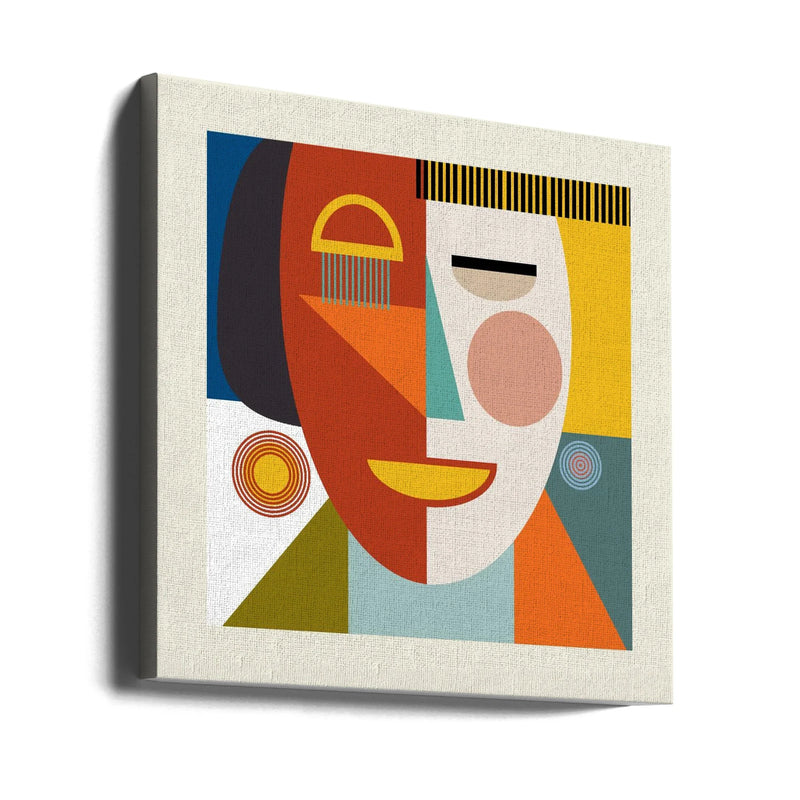 Faces Stripes Minimal Kopie by Ana Rut Bre Square Canvas Print Art for Modern Home Decor. Decorate your office or living room with canvas artwork