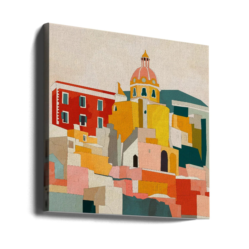 Procida Italy Kopie by Ana Rut Bre Square Canvas Print Art for Modern Home Decor. Decorate your office or living room with canvas artwork