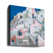 Santorini7x7 by Ana Rut Bre Square Canvas Print Art for Modern Home Decor. Decorate your office or living room with canvas artwork