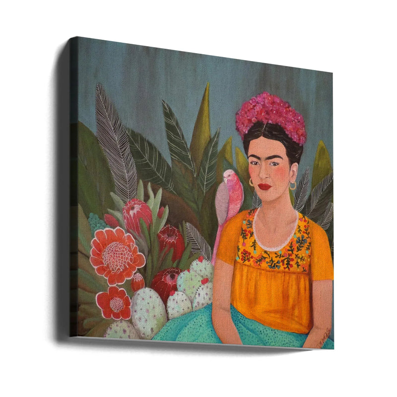 Frida a Casa Azul by Sylvie Demers Square Canvas Print Art for Modern Home Decor. Decorate your office or living room with canvas artwork