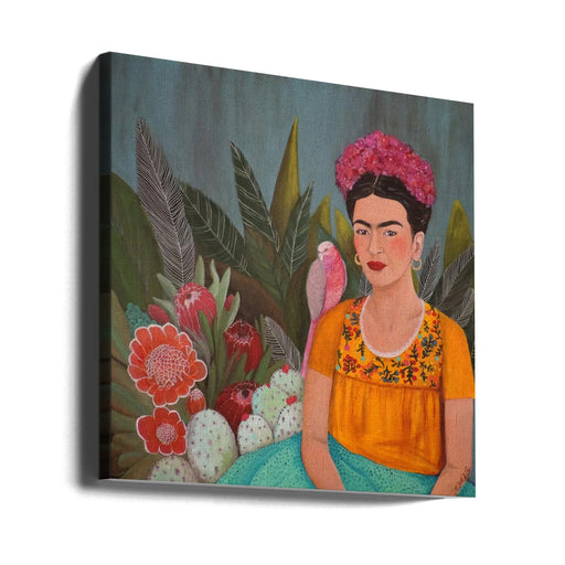 Frida a Casa Azul by Sylvie Demers Square Canvas Print Art for Modern Home Decor. Decorate your office or living room with canvas artwork
