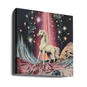 1980s Magical Horse Collage Art by Samantha Hearn Square Canvas Print Art for Modern Home Decor. Decorate your office or living room with canvas artwork