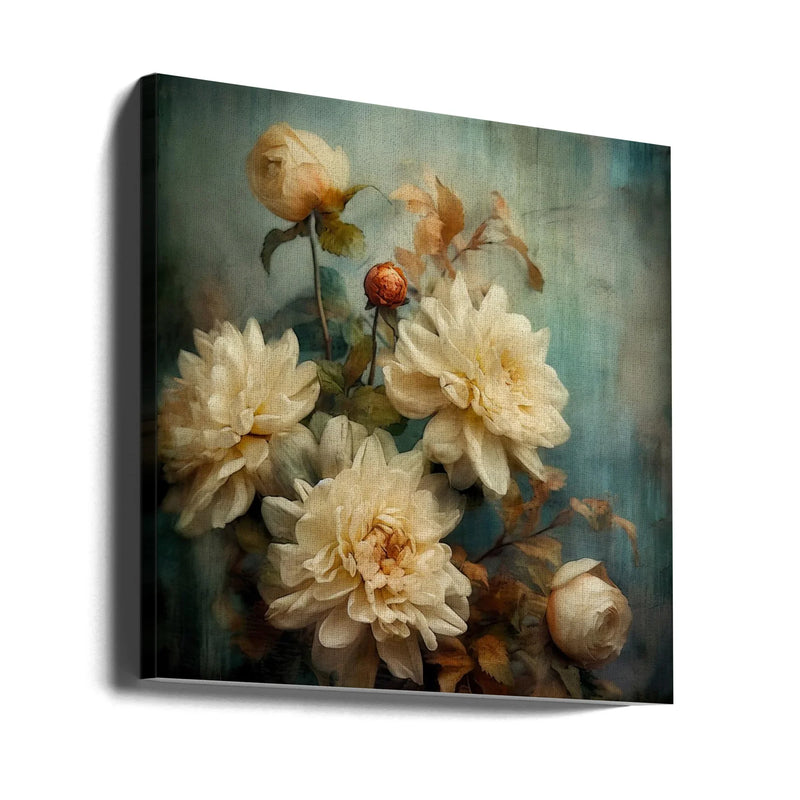 Fa Vintage Floral 53 by Bilge Paksoylu Square Canvas Print Art for Modern Home Decor. Decorate your office or living room with canvas artwork