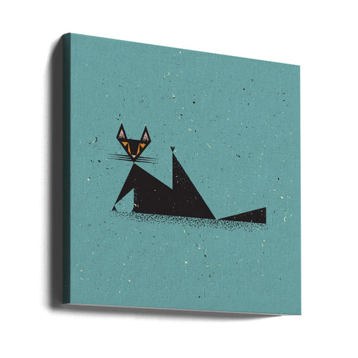 Black Cat by Vision Grasp Art Square Canvas Print Art for Modern Home Decor. Decorate your office or living room with canvas artwork