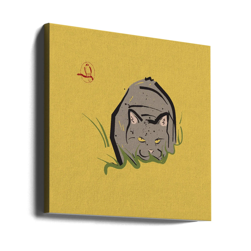 Hiding Cat by Vision Grasp Art Square Canvas Print Art for Modern Home Decor. Decorate your office or living room with canvas artwork