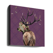 Spring Flower Bonnet On Deer by Sue Skellern Square Canvas Print Art for Modern Home Decor. Decorate your office or living room with canvas artwork