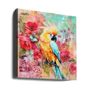 Parrots Tropical Garden by Andrea Haase Square Canvas Print Art for Modern Home Decor. Decorate your office or living room with canvas artwork
